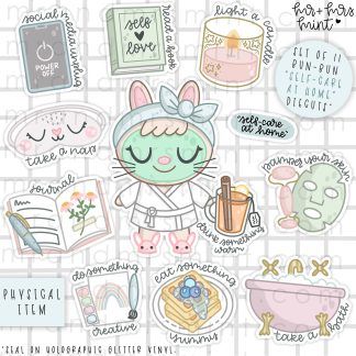 Bun Bun "Self-Care at Home" Holo Glitter Vinyl Diecuts Set